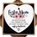 2 x Foster Mom Gifts Mothers Day Foster Mom Birthday Gifts for Mother from Daughter Son Ornament Keepsake Sign Heart Plaque Christmas Ornament