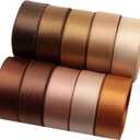 Double Face Polyester Satin Ribbon Brown Series Silk Smooth Satin Ribbon 16mm 5/8" x 2 Yards/Roll Total 20 Yards for Gift Wrapping Bows Making (Brown)