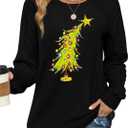 MAXIMGR Women's Christmas Graphic Sweatshirts - Merry Xmas Holiday Pullover Tops (Black, M)