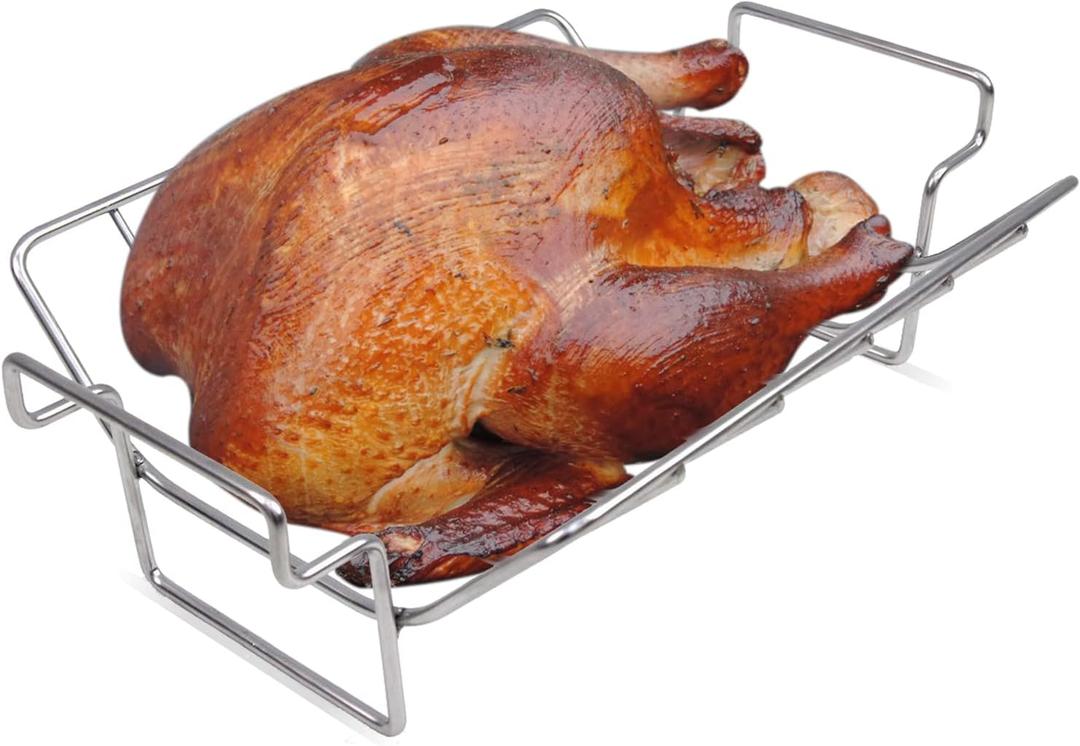 Rib Racks for Big Green Egg, Turkey Roasting Rack Smoking and Grilling Rib Rack, Big Green Egg Accessories, for Large and XLarge Big Green Egg,18" or Bigger Kamado Grill, Stainless Steel