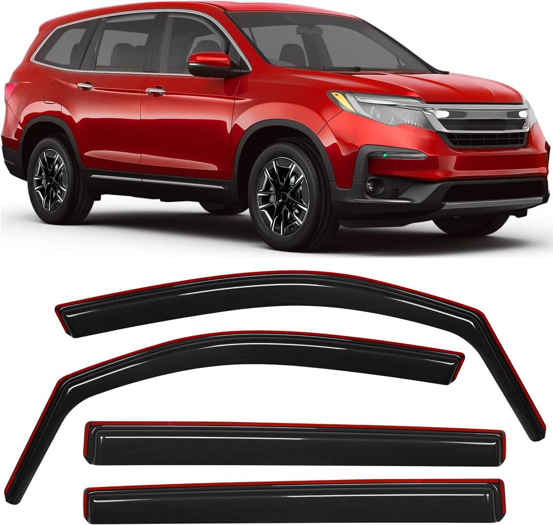 Nilight Window Rain Guards Smoke Tint, Car Window Shade for Rain/Snow, Reduce Wind Noise, Car Wash Safe (Honda Pilot 2016-2022)