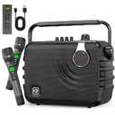 SHIDU 135W Power Voice Amplifier with 2 Wireless Bluetooth Microphones, Professional Microphone with Speaker Portable PA System & Karaoke Machine for Adults Support USB/TF Card/Aux/Guitar K6, Black 