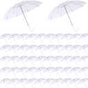50 Pcs Wedding Clear Umbrella Bulk for Rain, Large Windproof Stick Umbrellas with J-Hook Handle for Wedding Bride Groom Photography, Prom, Graduation, Golf, Parties and Outdoor Events