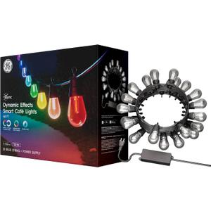 GE Cync Dynamic Effects Smart Cafe Lights, Color Changing Patio String Lights, Compatible with Alexa and Google, 48ft