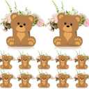 Hushee 12 Sets Bear Baby Shower Flower Centerpieces for Tables Baby Shower Decorations 3D Boxes for Boys Girls Birthday Centro De Mesa Para Gender Reveal Tea Party Supplies