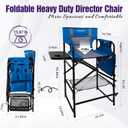 Tall Folding Directors Chair with Side Table 30.71" Seat Height Foldable Camping Chair Bar Stool for Makeup Artist Face Painting with Footrest and Storage Pocket Supports 350LBS