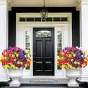 Artificial Flowers for Outdoors, 12 Bundles Mixed Color Artificial Petunias Fake Flowers for Outside, UV Resistant Realistic Silk Flowers for Decorations, Outdoor Faux Flowers Plants for Garden Porch