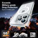 for iPhone 15 Pro Case Clear with Kickstand and Screen Protector - Wireless Charging Compatible,21ft Military-Grade Drop TestedShockproof Slim Fit Magnetic Crystal Cover - White