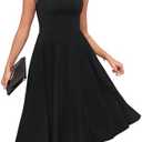 Zattcas Womens 2025 Spring Summer Sleeveless Midi Sundress A Line Flowy Wedding Guest Cocktail Party Dress with Pockets, Size L