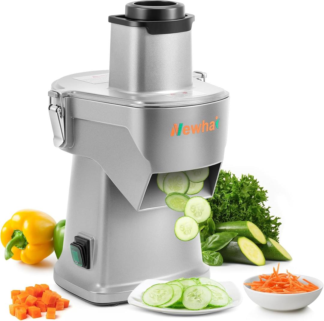 Newhai Upgraded 4 In 1 Electric Vegetable Dicer Slicer Shredder Strip Cutter Commercial Vegetable & Fruit Chopper Multifunctional Automatic Veggie Cutter for Onion Potato Cabbage Lemon, 200W, 110V