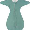 ZIGJOY Shark-Fin Transition Swaddle - 1.0 Tog Rayon Made from Bamboo Sleep Sack Transitional Swaddle Sack Baby Wearable Blanket with Zipper for All Seasons, Mint Green, 3-6 Months