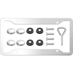 License Plate Frames, 1 Pack Universal Rust-Proof Aluminum for Front and Rear Car License Plate Holder (Silver-1)