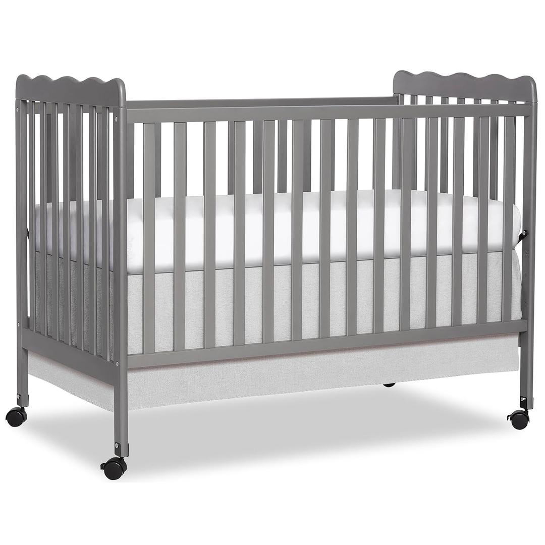 Dream On Me Carson Classic 3-in-1 Convertible Full-Size Baby Crib in Steel Grey, GreenGuard Gold & BSA, 4 Mattress Heights, Converts to Day & Toddler Bed, Locking Wheels, Classic Nursery Design