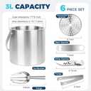 Ice Buckets for Parties 3L (101 fl oz) - 6PC Stainless Steel Ice Bucket with Lid, Scoop, Tongs & Beer Wine Opener – Double-Wall Insulated Bar Ice Bucket for Cocktail Bar & Outdoor Events (EXP 02/01/26)