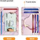 small wallet women, RFID thin wallet for women, thin ladies credit card holder (Pink Marble 1)