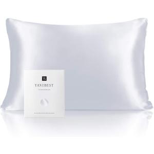 YANIBEST Vegan Silk Pillowcase for Hair and Skin, Standard Queen King Pillow with Hidden Zipper, Soft Breathable Smooth Cooling Pillow for Sleeping (Standard 20"x26", Silver Grey)