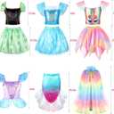 HAMSILY Princess Dress Up Clothes for Little Girls: Princess Costume for Girls Toddler, Unicorn Costume & Mermaid Costume, Girl Toys Age 3 4 5 6 Year Old Girl Birthday Gifts with Cape, Jewelry, etc
