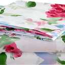 JSD Watercolor Rose Floral Sheet Set Full Size, 4 Piece Soft Printed Microfiber Sheets Extra Deep Pocket