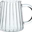 CHOOLD Elegant Wave Shaped Crystal Glass Creamer Coffee Pitcher/Serving Jug for Kitchen - Milk and Sauce - 8.5 oz