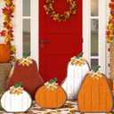 Thanksgiving Fall Outdoor Decorations for Home Farmhouse Thanksgiving Pumpkin Porch Standing Welcome Harvest Wood Pumpkin Sign Autumn Sign for Front Door Porch Garden Yard Patio(Classic)