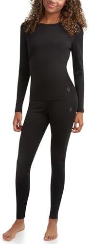 Spyder Womens Thermal Underwear Set - 2 Piece Fleece Lined Moisture Wicking Long Johns for Women Base Layer for Cold Weather Size Large