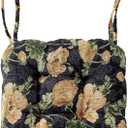 Farmhouse Floral Print Chair Cushions with Ties U-Shaped Soft Comfortable Chair Pads Non Slip Seat Cushions for Indoor Dining Room and Kitchen Chairs (Flower B,16"x16")