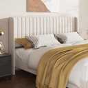 Full Bed Frame with Vertical Channel Tufted Headboard & Wingback