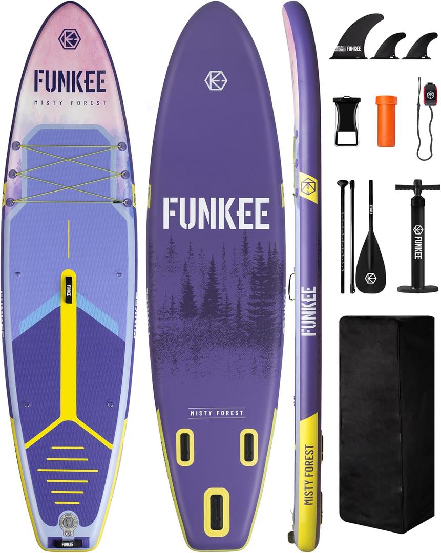 1134"6" Extra Wide Inflatable Stand Up Paddle Board, Sup Board with Removable Fins, Backpack, Floating Paddle, Safety Leash, Floating Phone Case for Adults & Youth of All Skill Levels