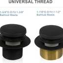 Black Tub Drain Tip-Toe Tub Trim Set Conversion Kit Assembly, Hidrop Bathtub Drain Replacement Trim Kit with 2-Hole Overflow Faceplate and Universal Fine/Coarse Thread, Matte Black