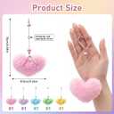 5PCS Beadable Heart Keychain Bars with Faux Fur Pom Pom, Fluffy Heart Pendant Metal Beadable Keychain Making Kit for Valentine's Day DIY Crafts, Women Bag Charm Accessory, 5colors