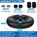 4.80/4.00-8" Flat Free Wheelbarrow Tires and Wheels, 14.5" Universal Fit Solid Tires with 5/8" or 3/4" Bearing, 3"-7" Hub, Adapter Kit Hand Truck Wheels Replacement for 3.50/2.50-8", 4.00-6"etc, 1 PCS