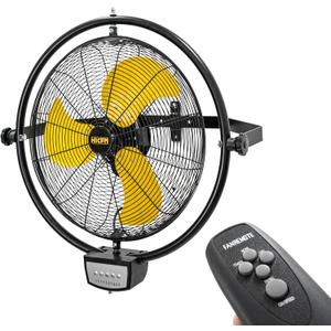 HiCFM 20" Remote Control Wall Mount Fan, 5100 CFM High Velocity 3-Speed Oscillating Wall Fans with Timer for Industrial, Commercial, Warehouse, Garage, Gazebo and Patios - UL Listed