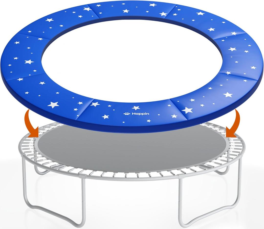 Happin Trampoline Spring Cover Super Thick, Universal Fit 12FT/14FT/15FT -Trampoline Pad Replacement Stars Design, Waterproof, Tear & UV Resistant, Trampoline Pad Replacement for Ultimate Safety (Blue)
