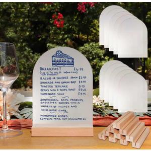 Frosted Blank Arch Acrylic Sign with Wooden Stands  10 Pack DIY Customizable Sign Kit for Wedding Table Numbers, Restaurant Party Bridal Shower (4x6 Inch)