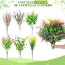 Yunlly 2 Pcs 24.8" Set of 2 Artificial Faux Flower with Spikes UV Resistant Artificial Shrubs Faux Fake Bushes Plants for Garden Yard Front Porch Indoor Outdoor Decoration (Summer)