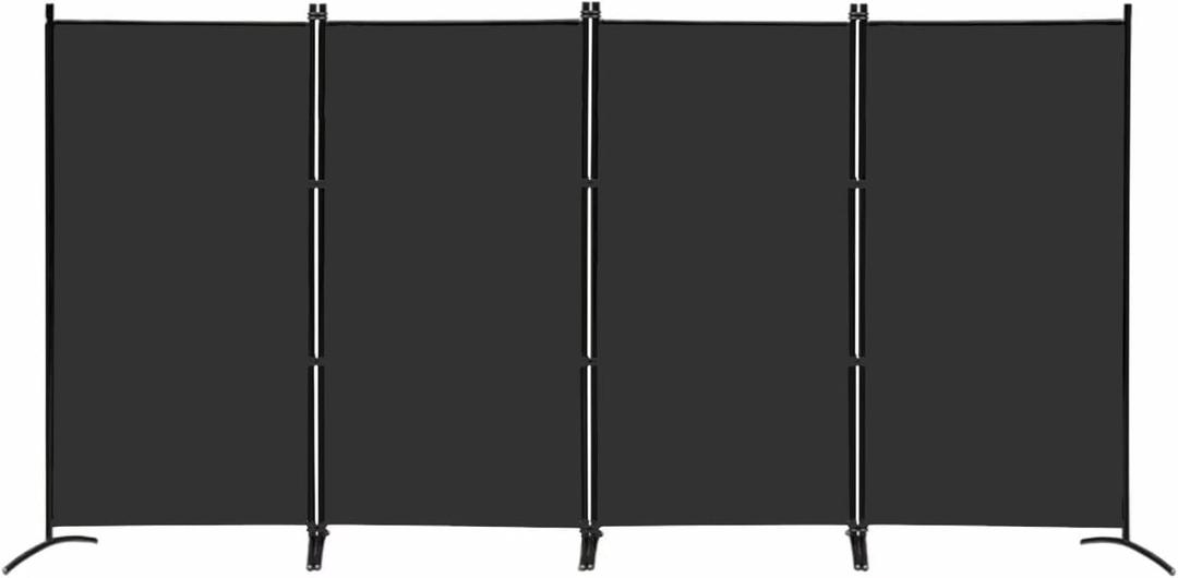 MAYOLIAH 4 Panel Privacy Screen Room Dividers 6FT Tall Portable Office Wall Divider for Rooms Separator 136"x20"x71", Black