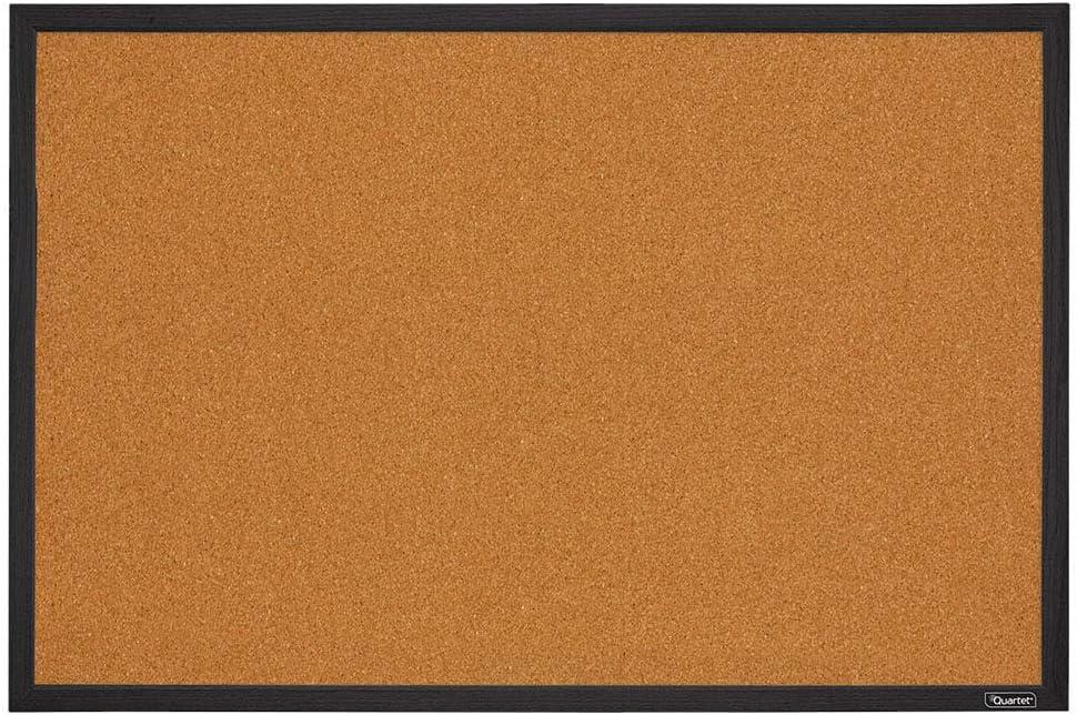 Quartet Cork Bulletin Board, Framed Corkboard, 2' x 3', Black Frame, Message Board, Vision Board (MWDB2436-BK)