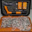 Concrete Nail Gun Kit with 300 Round Nails, 5 Speed ​​Nail Gun Nail Gun, Concrete Nail Gun for Steel & Concrete, Portable Nail Gun for Ceiling/Wire Hider with Gloves