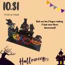 2PCS Halloween Decorations IndoorHalloween Party Supplies, Home Office Decor (Witch, Castle, Pumpkin, Bat, Black Cat)