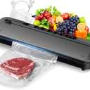 75Kpa Vacuum Sealer for Food, Food Vacuum Sealer Machine with Digital Timer, Moist/Dry Modes, Built-in Cutter & 10 Vacuum Bags  Compact 6-in-1 Sealer (Grey)