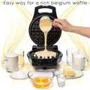 Moss & Stone Belgian Waffle Maker, Electric Flip Waffle Machine with Adjustable Temperature Control, Non-Stick Grids for Smooth Release, Compact 8-Inch Round Waffle Maker, Black