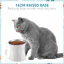 Lallisa Cat Feeder, 2 Pcs Elevated Stainless Steel Bowls with Adjustable Raised Stand, Non-Slip Pet Food and Water Bowl for Cats, Dogs, Hygienic Feeding Eating Pets (Blue, White)