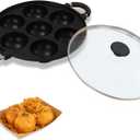 Large Aperture Takoyaki Pan with Glass Cove, Cast Iron Takoyaki Pan(7 Hole)