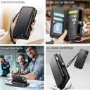 Defencase Compatible with iPhone 15 Case Wallet with RFID Blocking Card Holder for Women and Men, Fashion PU Leather Magnetic Snap Flip Zipper Strap Wallet Phone Case Fit for iPhone 15 6.1", Black