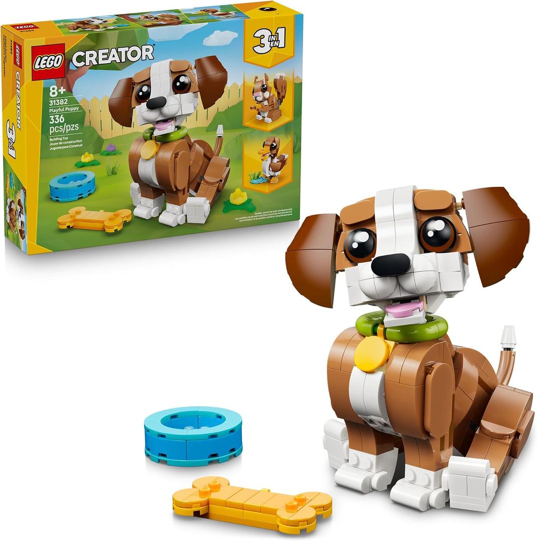 LEGO Creator 3 in 1 Cute Animals: Playful Puppy Dog 31382, 6.50 x 3.50 x 5.00 inches