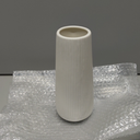 White Ceramic Vase 8" H - Small Flower Vase for Pampas Grass, Office Desk Decor, Minimalist Home Decor for Bedroom, Kitchen Shelf, Restaurant Table Centerpiece