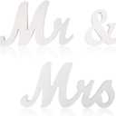 Mrs & Mr Sign Sweetheart Table Decorations - Letters for Wedding Photo Props, Party Banner Decoration (White)