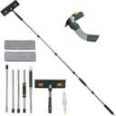 Professional 81 Window Squeegee Cleaner Tool, 2-in-1 Rotatable Window Washing/Cleaning Kit with Extension Pole, Telescopic Solar Panel Cleaner with 1 Bendable Head&1 Scraper&2 Scrubber