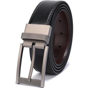 Belts for Men Reversible Leather 1.25” Waist Strap Fashion Dress Buckle Beltox
