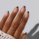 BTArtbox Press On Nails Short Almond - Tortoise Shell, Winter French Tip Press On Nails, Soft Gel Fake Nails Brown, Reusable Glue On Nails with Nail Glue in 16 Sizes, 32 Stick On Nail Kit